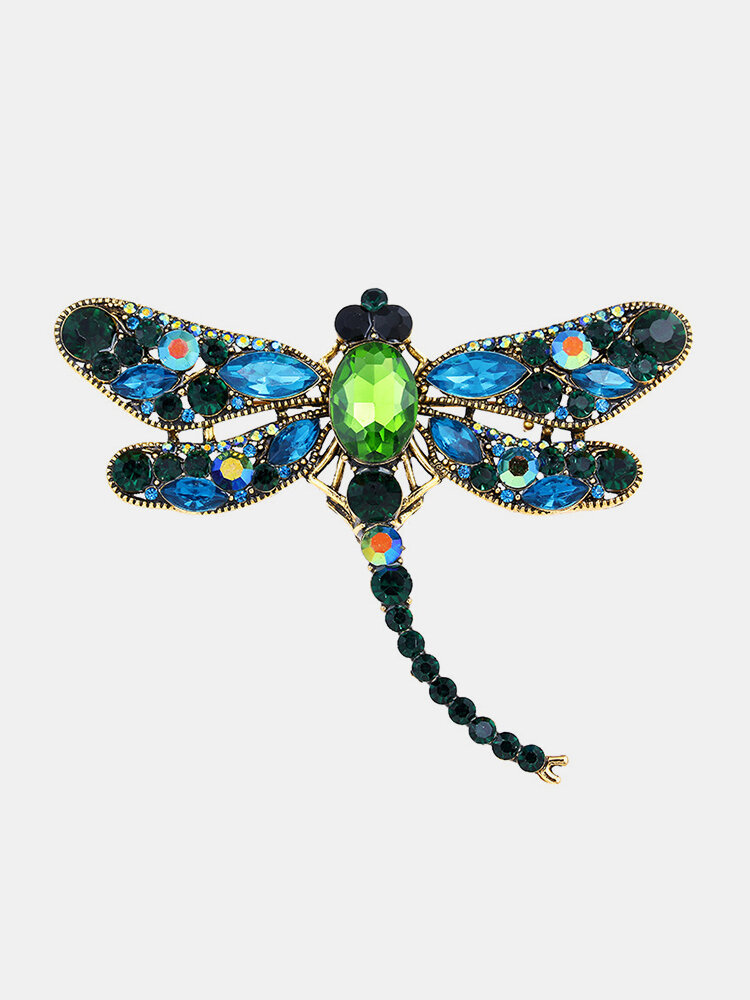 Luxury Dragonfly Rhinestones Crystal Brooch Pin Sweater Suit Badge Gift For Women Men 