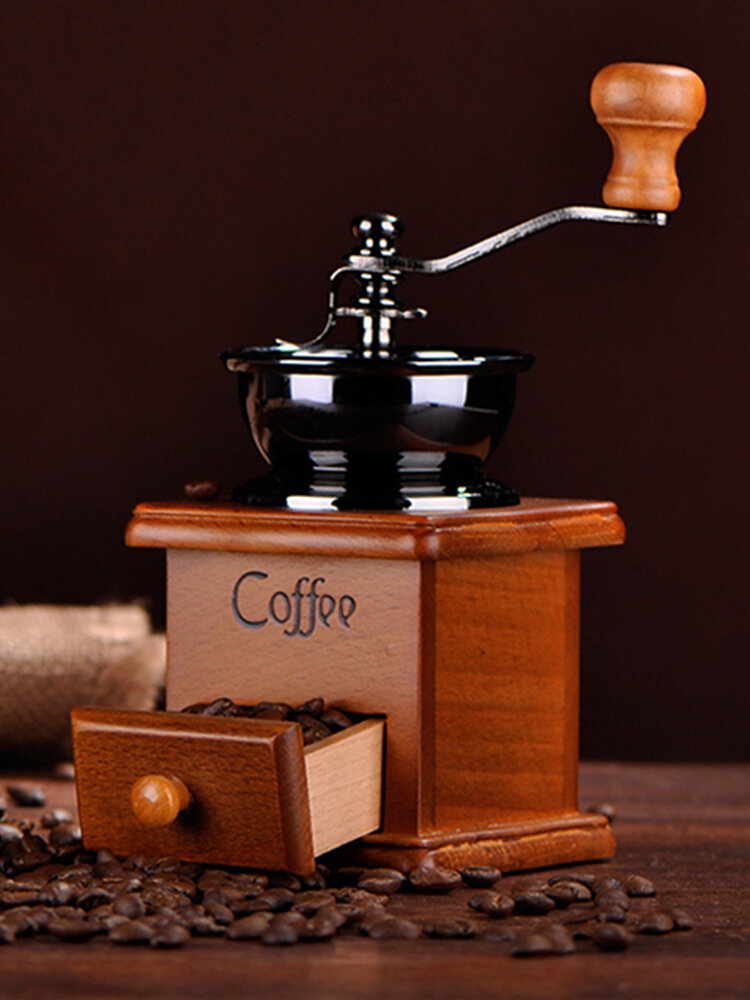 Классическая деревянная ручная кофемолка из нержавеющей стали ретро кофейная специя мини-мельница