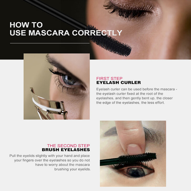 3D Mascara Waterproof Lasting Fast Dry Thick Curling Eyelash Extension Brush Eye Makeup