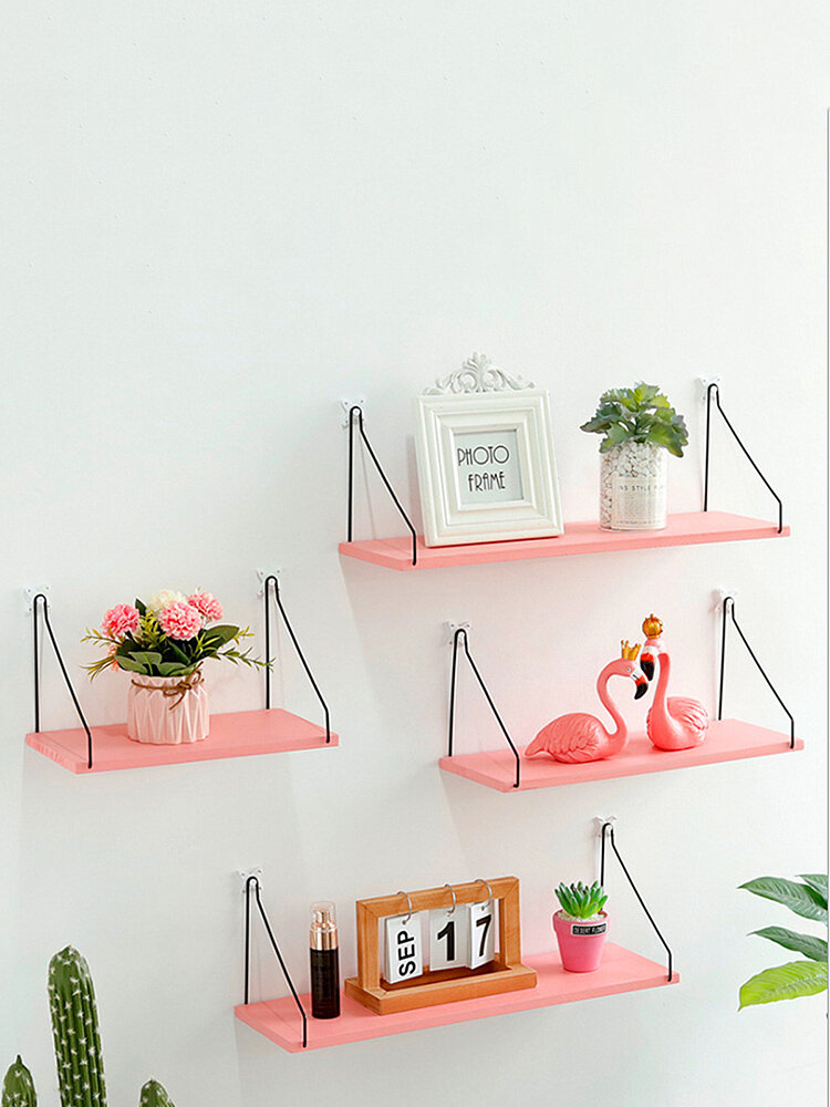 Pink Household Wooden Hanging Holder Wall Mount Rack