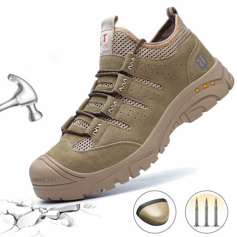 Men&#039;s Steel Toe Breathable Smash-proof Anti-puncture Safety Work Shoes