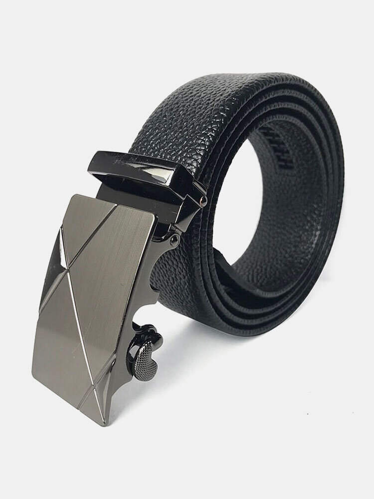 125 CM Men Leather Rectangular Alloy Automatic Buckle Microfiber Scratch-resistant Casual Belts