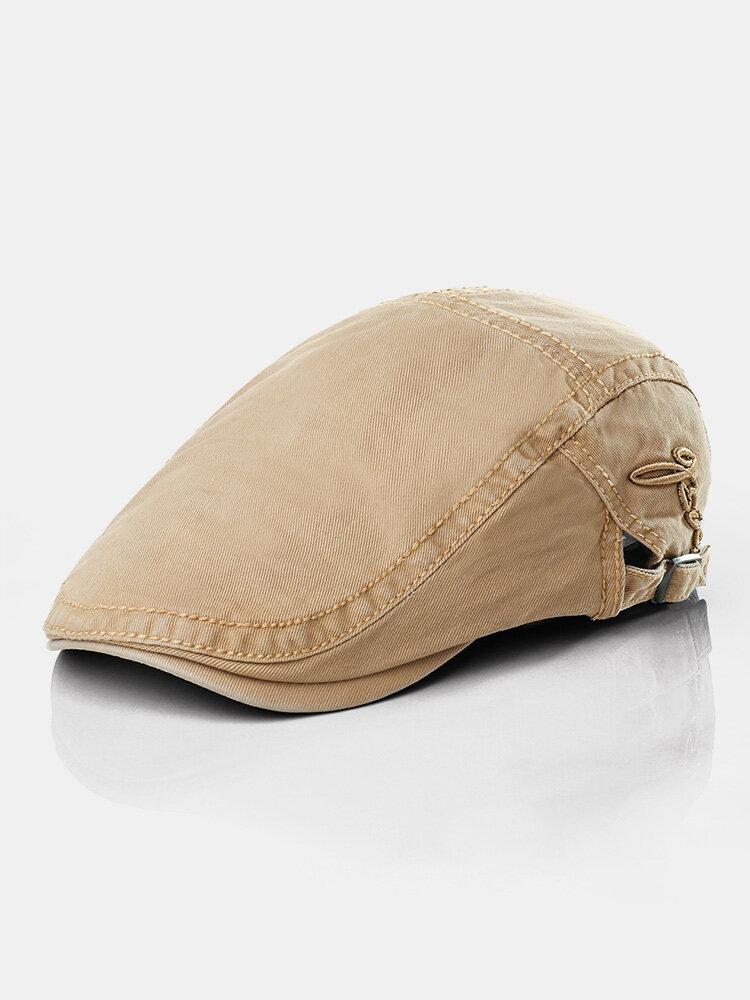 

Mens Cotton Embroidery Painter Beret Caps Casual Outdoor Visor Forward Hat, Khaki;navy;light coffee