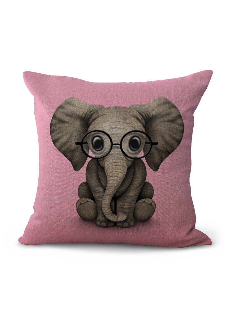 Cute Animal Simplified Style Cotton Linen Cushion Cover Home Sofa Car Cushion Cover Pillowcases 