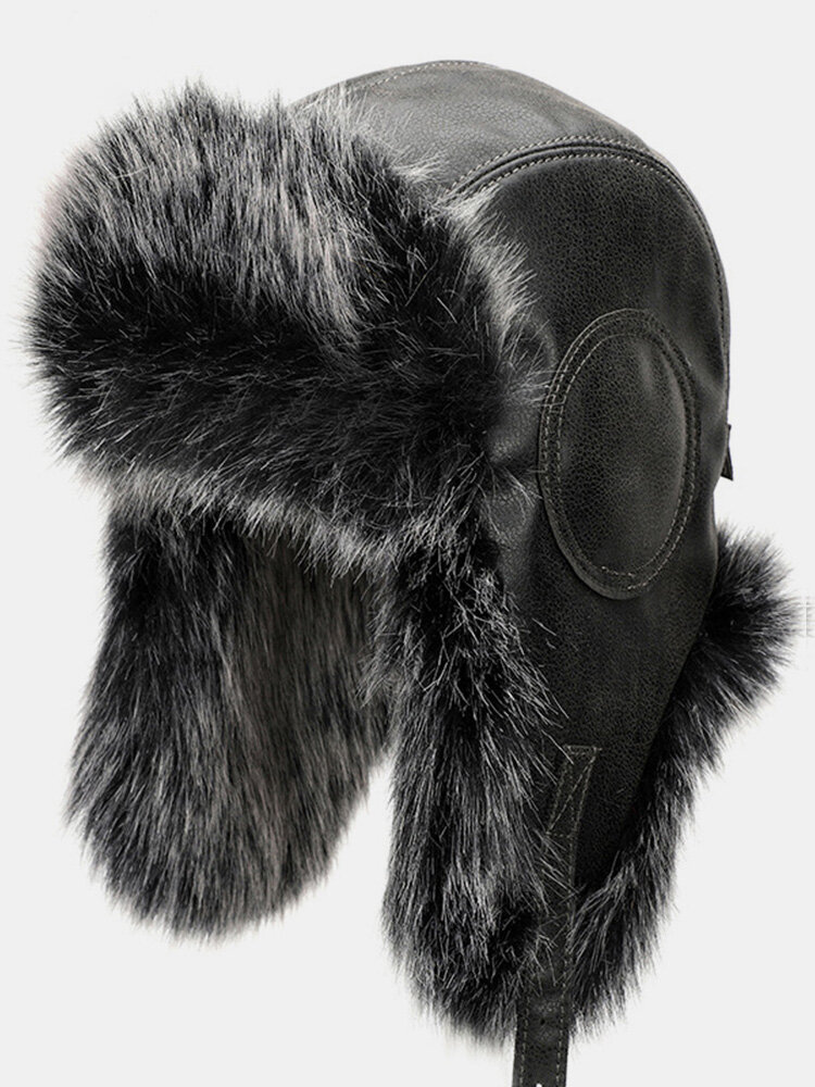पुरुषों सर्दियों गर्म मोटी गर्म कान फर नकली बाल पु लेई फेंग टोपी आउटडोर आकस्मिक टोपी