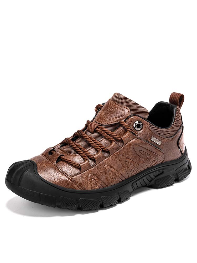 Men Cow Leather Protect Toe Non Slip Outdoor Casual Shoes