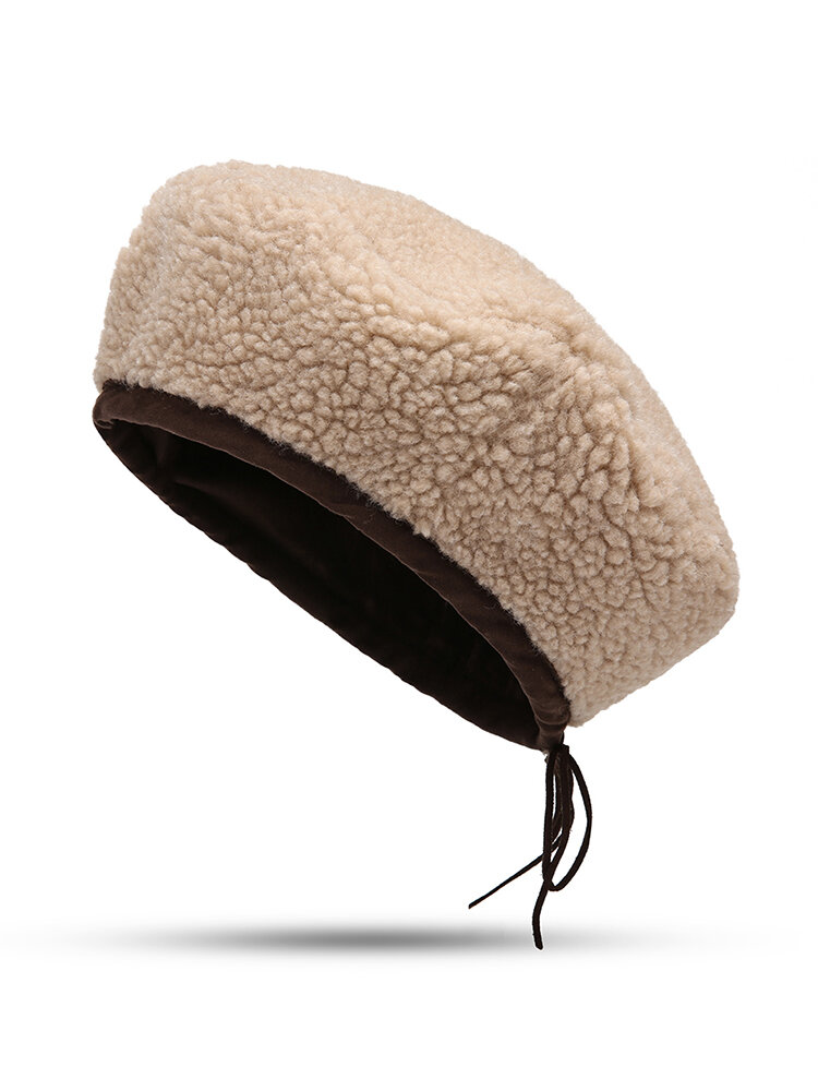 Women Winter Warm Wool Beret Hat Vintage Woolen Casual Painter Hat Outdoor Windproof Hat
