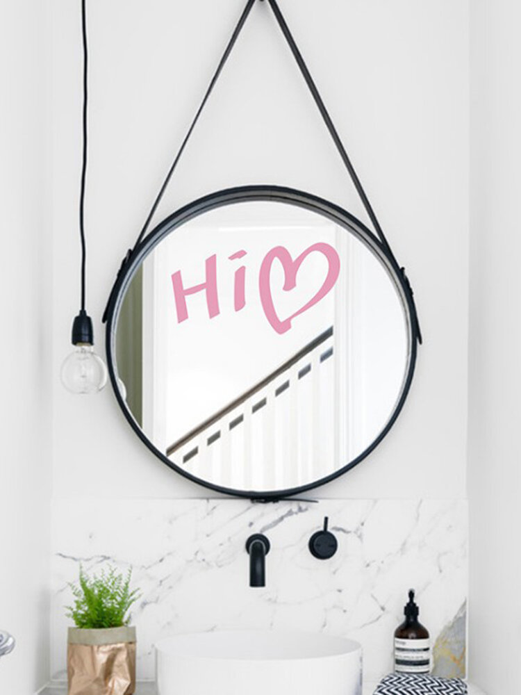 

1PC Colorful English Letter Words Hi With Heart Pattern Removable Switch Sticker Wall Decal Personality Room Home Mirror, Black