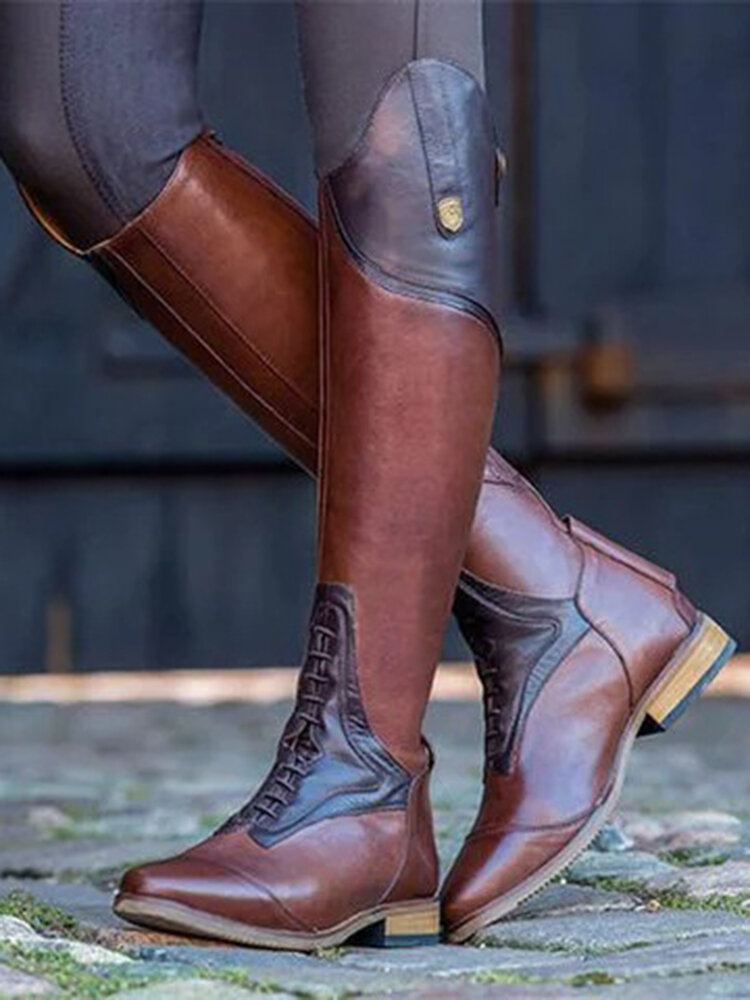 Plus Size Casual Back Zipper Comfy Mid-calf Riding Boots For Women