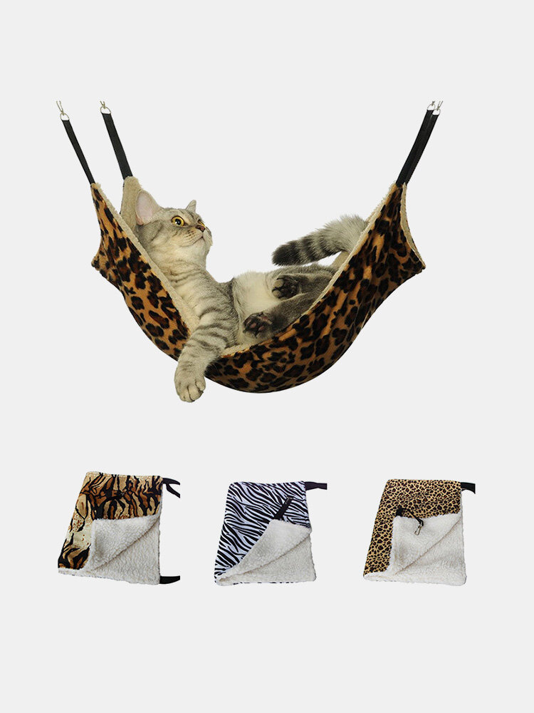 Zebra Pattern Warm Hanging Cat Bed Mat Soft Cat Winter Hammock Cat Pet Cage Bed Cover Cushion