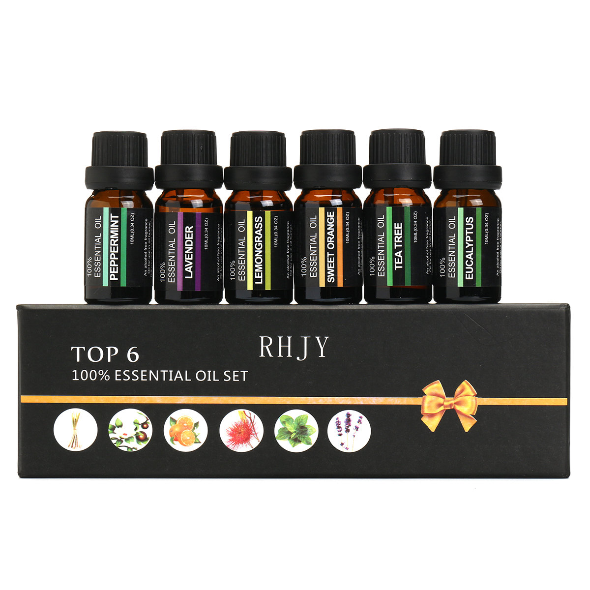 

RHJY 6 Bottles 10ml Pure Natural Aromatherapy Essential Oils Therapeutic Plant