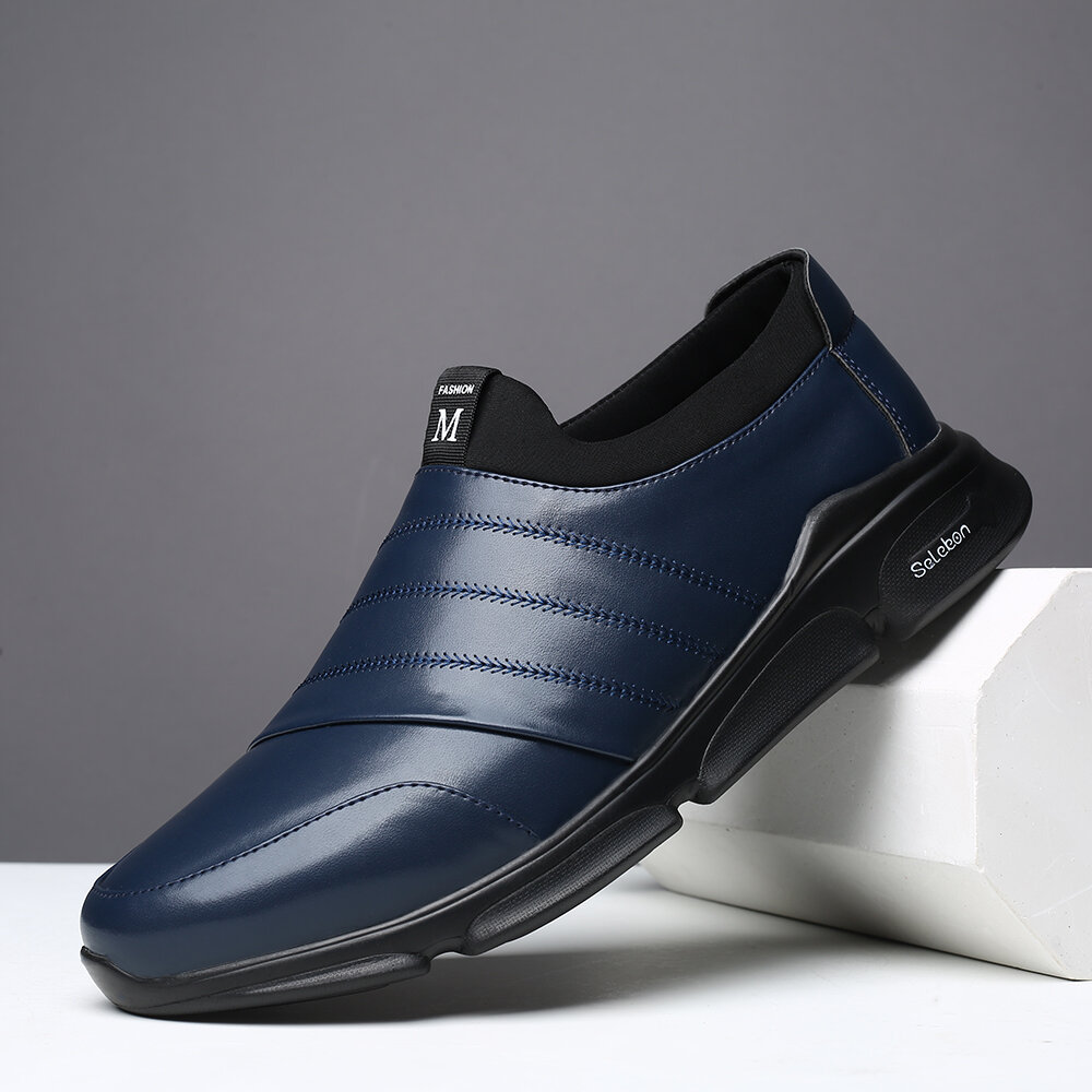 Men Microfiber Leather Non Slip Casual Slip On Shoes