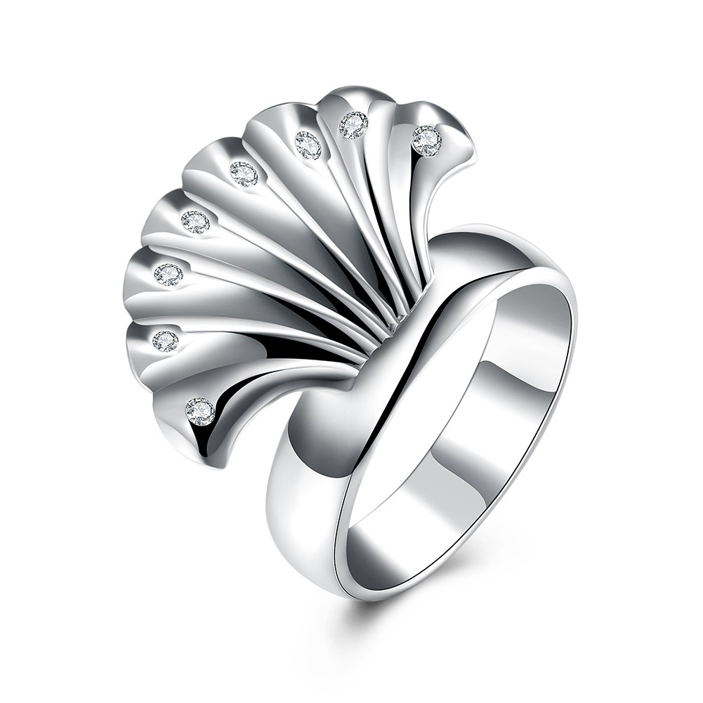 YUEYIN Роскошное кольцо Elegant Shell Zircon Ring