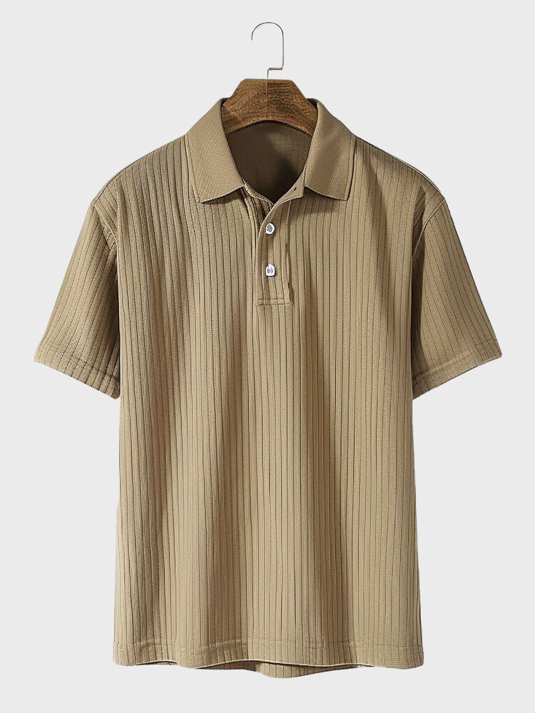 

Mens Solid Color Short Sleeves Golf Shirts, Khaki