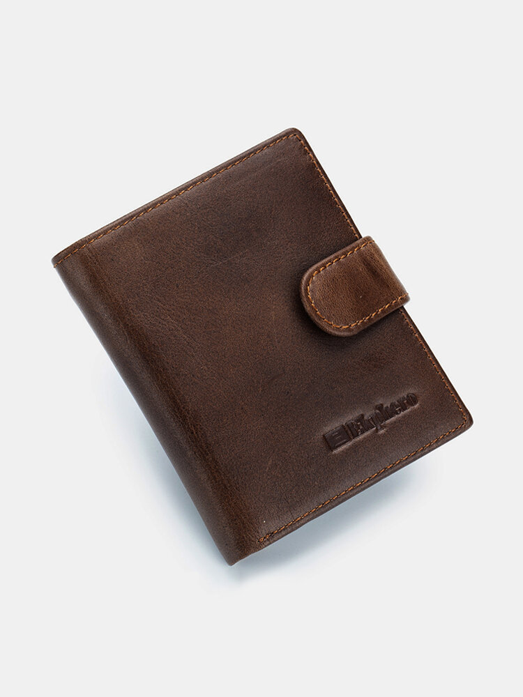 Ekphero Genuine Leather Short Wallets Vintage Zipper Purse Coin Bags For Men