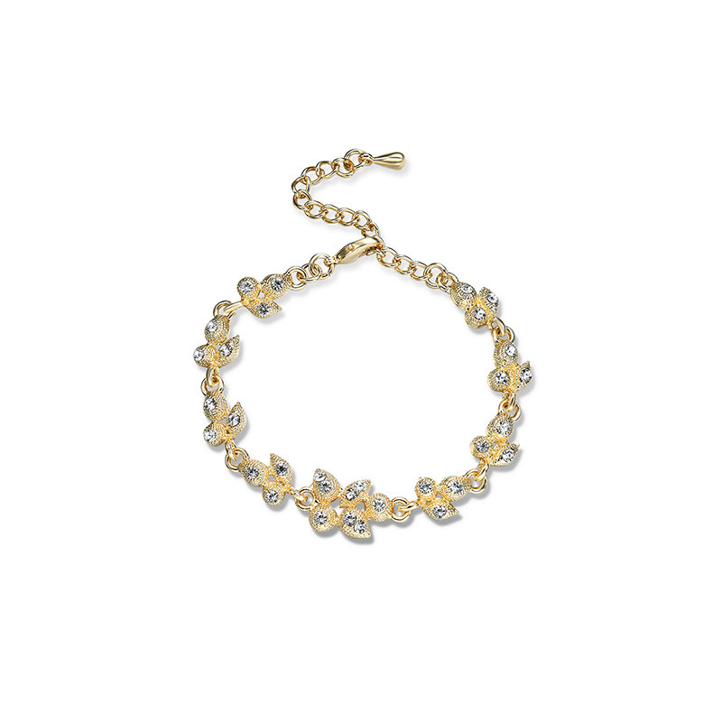 Bracelete feminino elegante com pulseira de ouro com strass