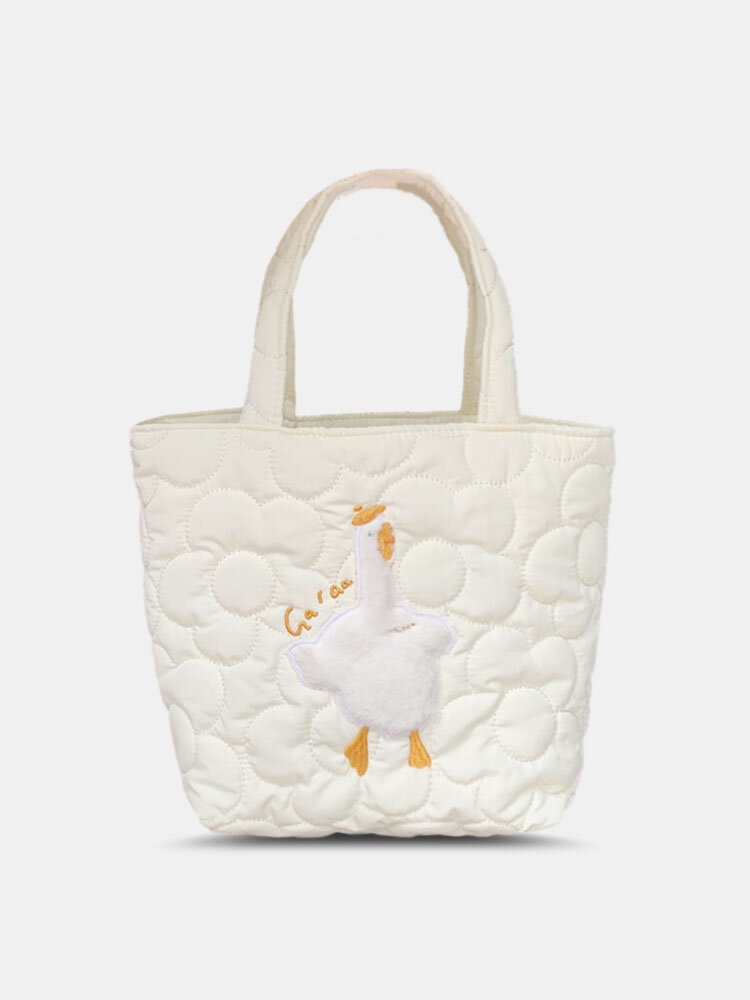 Women Fanshion Cute Cloud Duck Embroidered Tote Bag Large Capacity Shoulder Bag