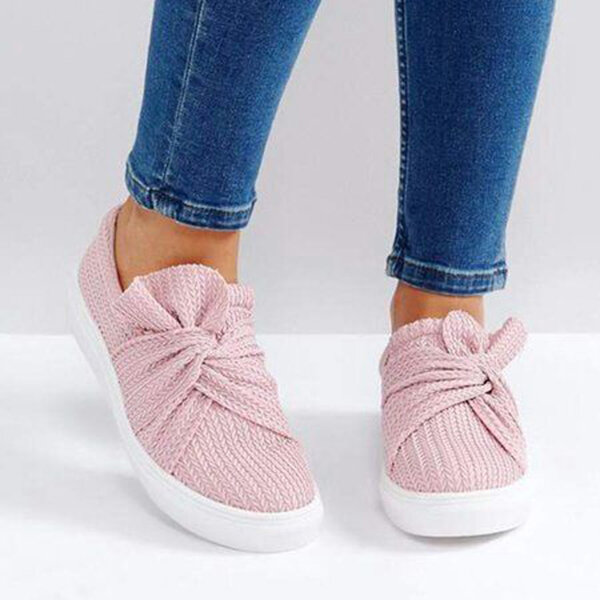 Large Size Women Breathable Knitting Knot Flat Loafers