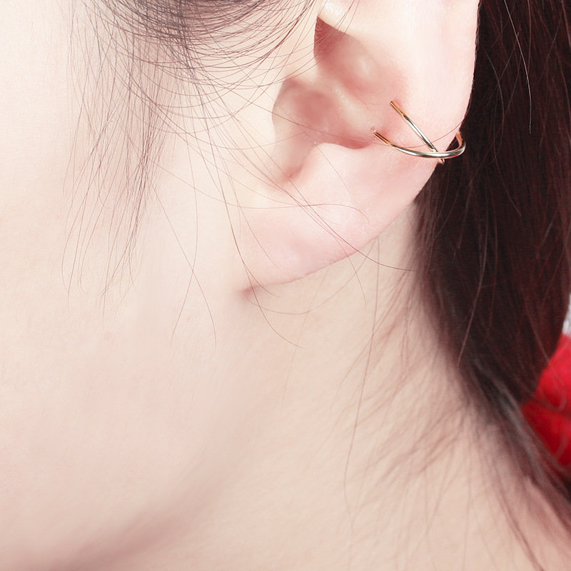 1 Pc Punk U Shape Ear Clip Black Gold Silver Color Cross Cartilage Earrings Gift For Women For Men