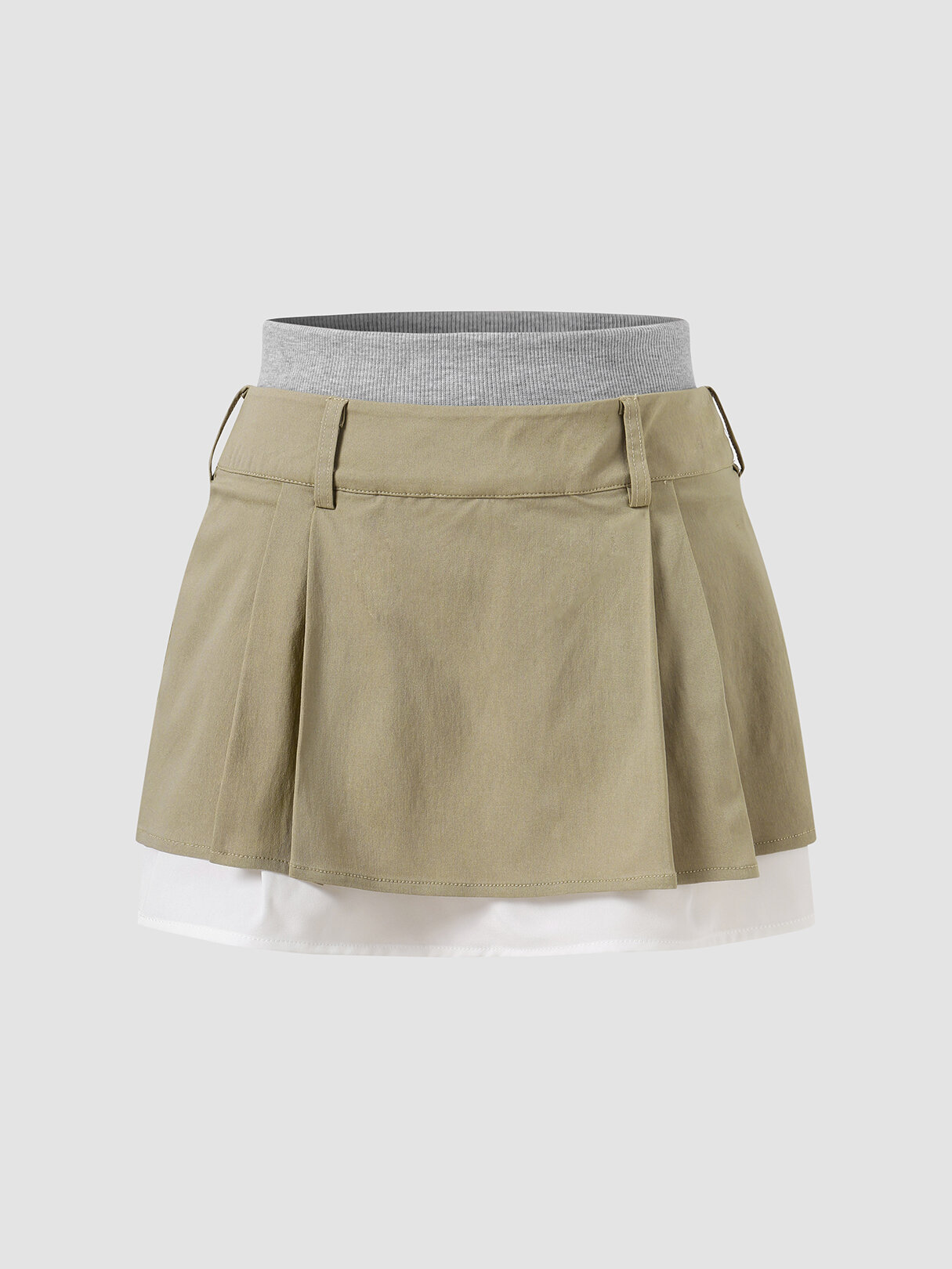Multicolor Stitch Invisible Zip Elastic Waist Mini Skirt