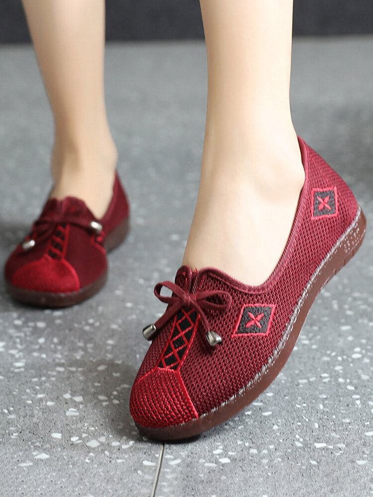 Women Stitching Breathable Slip On Retro Casual Cloth Shoes