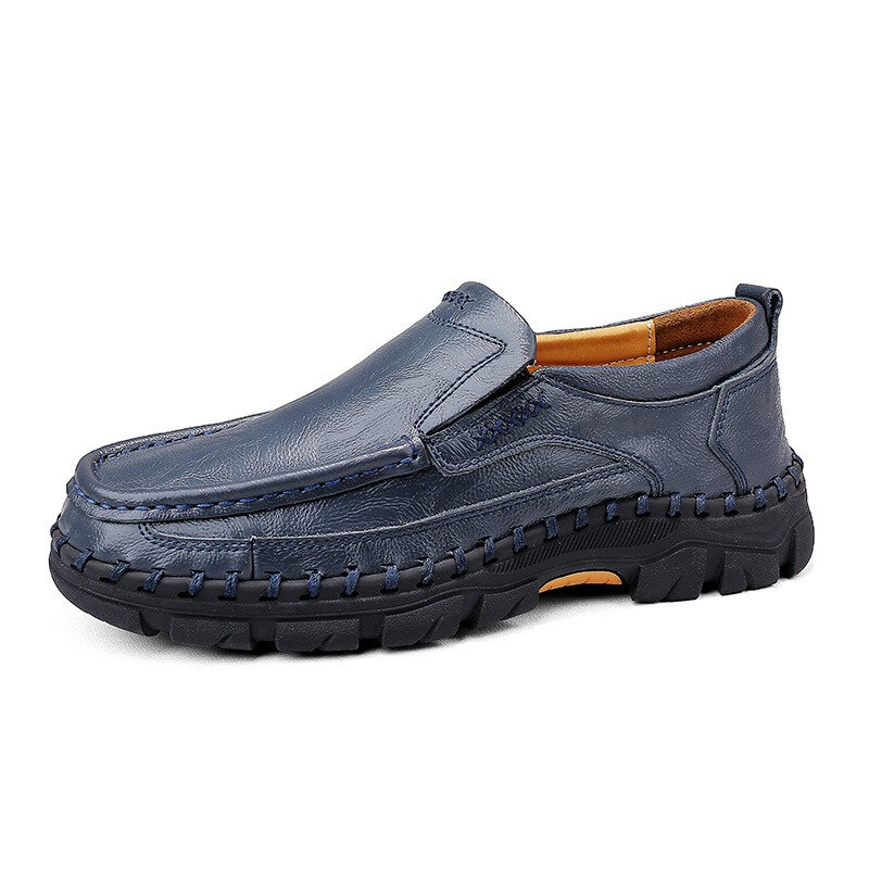 Large Size Men No Glue Hand Stitching Comfy Soft Leather Shoes