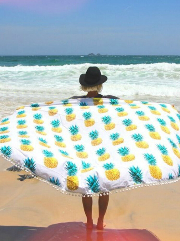 150cm Donut Pizza Pineapple Printing Thin Dacron Beach Towel Shawl Bed Sheet Tapestry