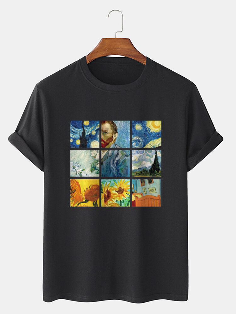 Mens Famous Painting Graphics Cotton Short Sleeve T-Shirts