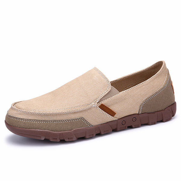 Large Size Men Washed Canvas Soft Lazy Shoes Slip On Casual Loafers