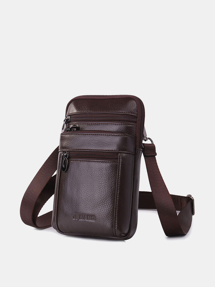 Men EDC Genuine Leather 6.5 Inch Phone Holder Multiple Styles Belt Bag Crossbody Bag