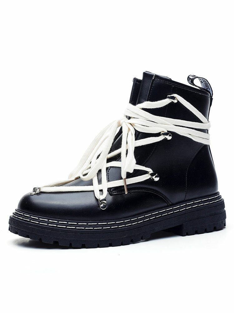Men Stylish PU Non Slip Lace Up Casual Boots