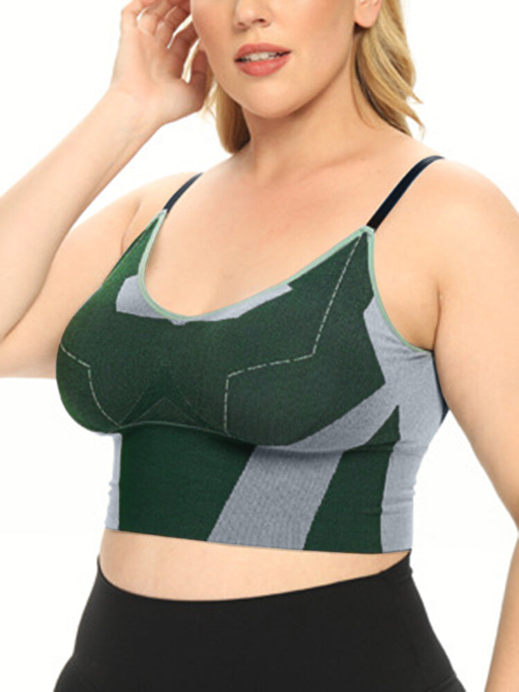 Camiseta moderna sin espalda acolchada con bloques de color para mujer Bra