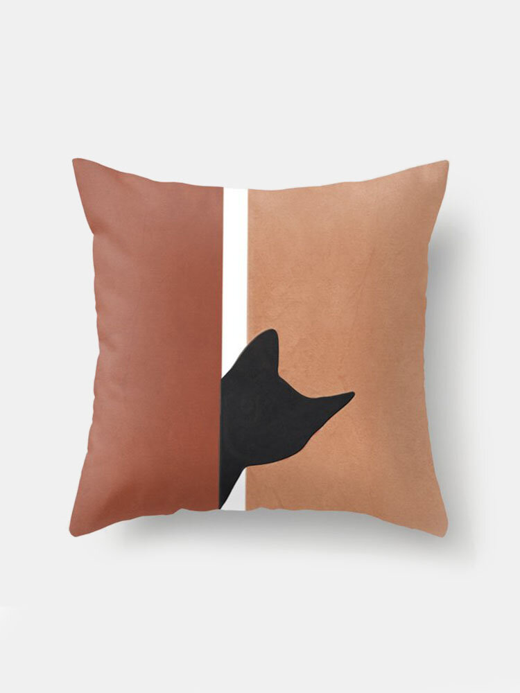 

Cartoon Black Cat Pattern Linen Cushion Cover Home Sofa Art Decor Throw Pillowcase