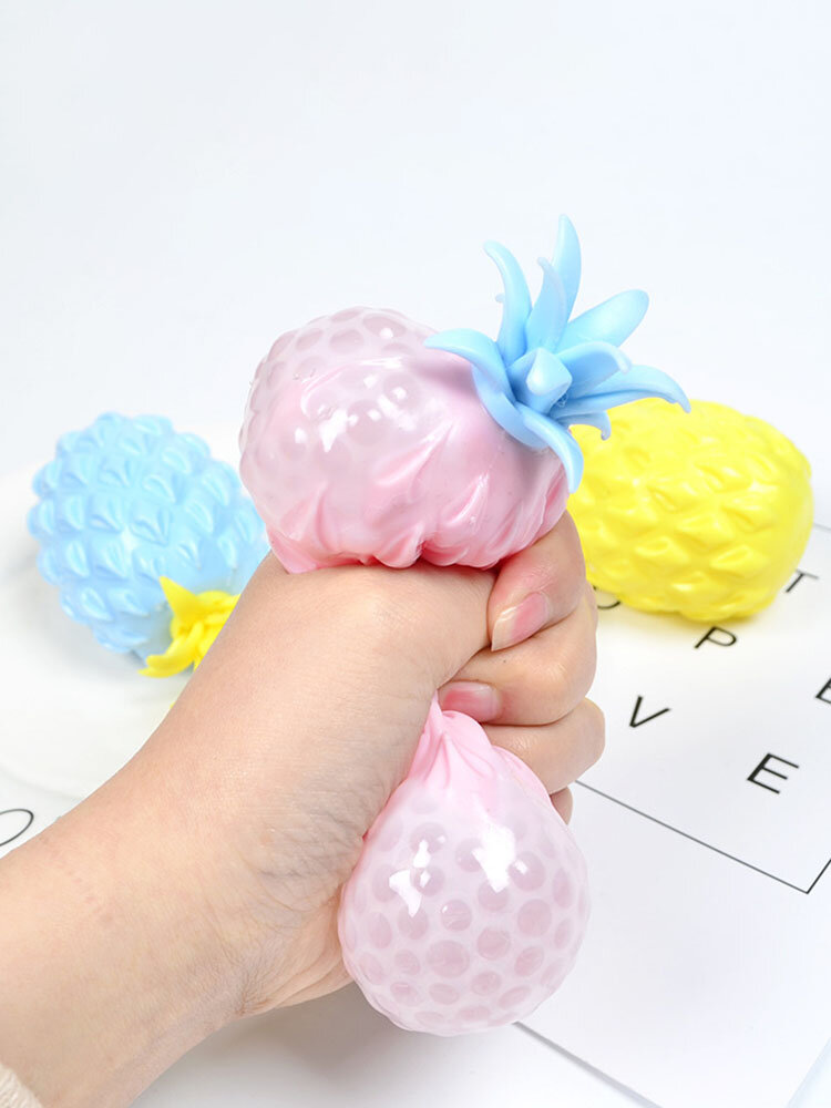 

3PCS A Set Creative Funny Squeeze Stress Reliever Pineapple Water Bead Ball Squishy Toy
