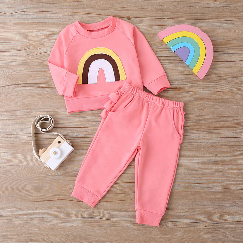 

Baby Rainbow Print Set For 6-24M, Pink;yellow