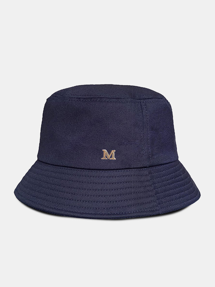 Unisex Cotton M Badge Outdoor Casual Sun Hat Bucket Hat