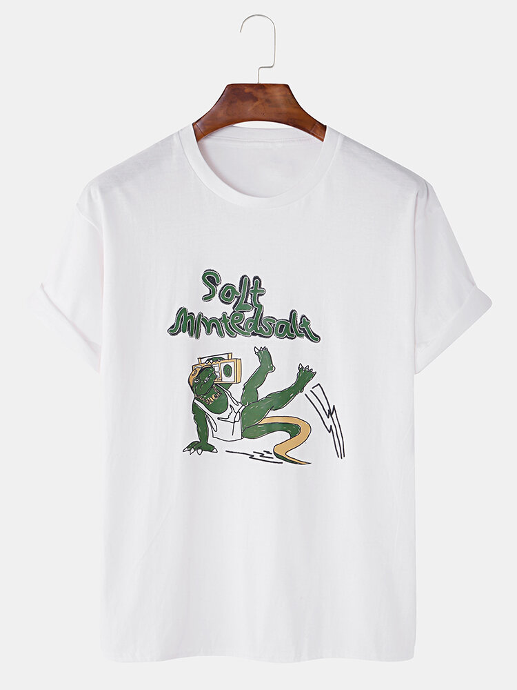 

Mens Salt Funny Crocodile Cartoon O-neck T-shirts, White;grey;army green