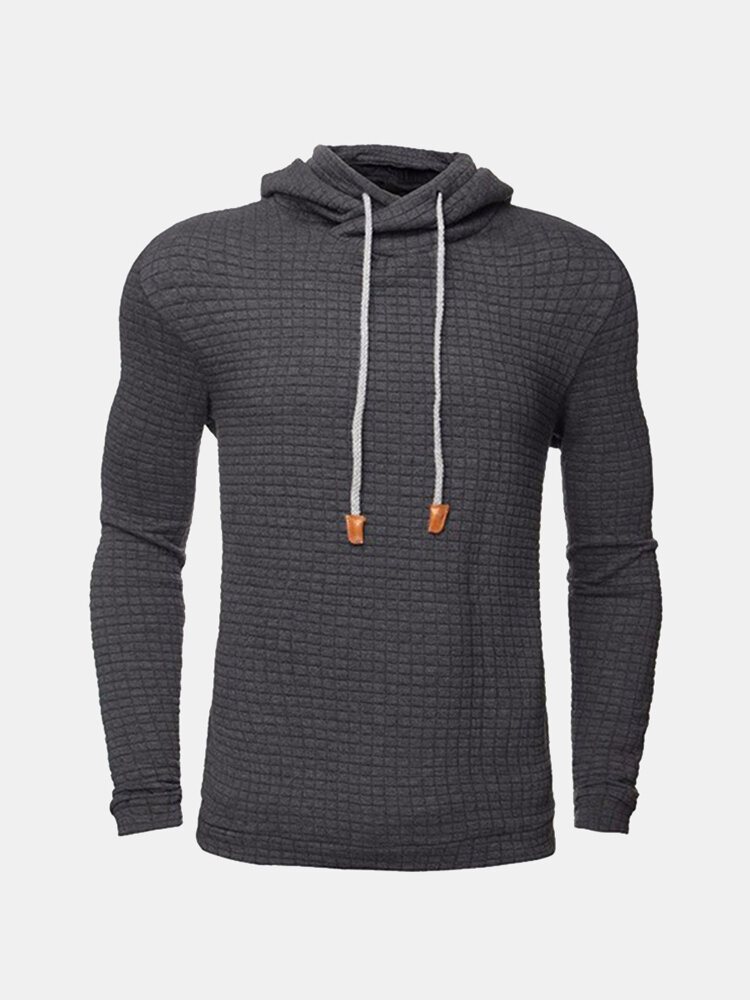 Fall Winter Cozy Hoodie Warm Hooded Solid Color Slim Fit Sweatshirt for Men