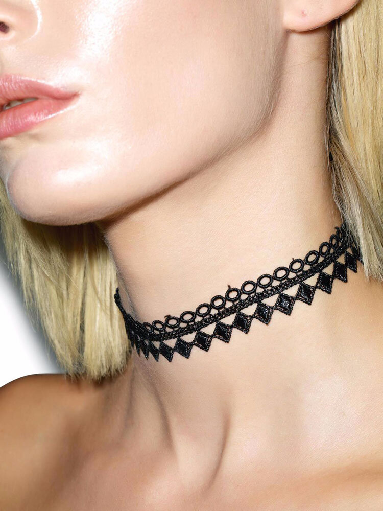 Rock Lace Flannel Collar Tassel Necklace