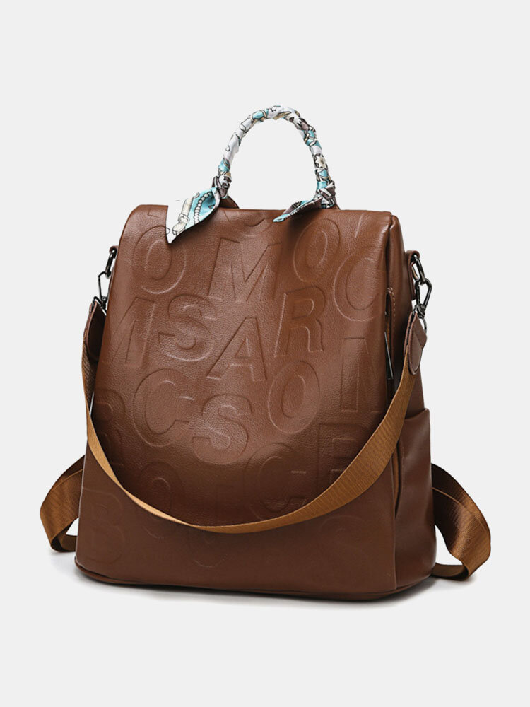 Women Vintage PU Leather Embossed Multi-carry Crossbody Bag Shoulder Bag Backpack Handbag
