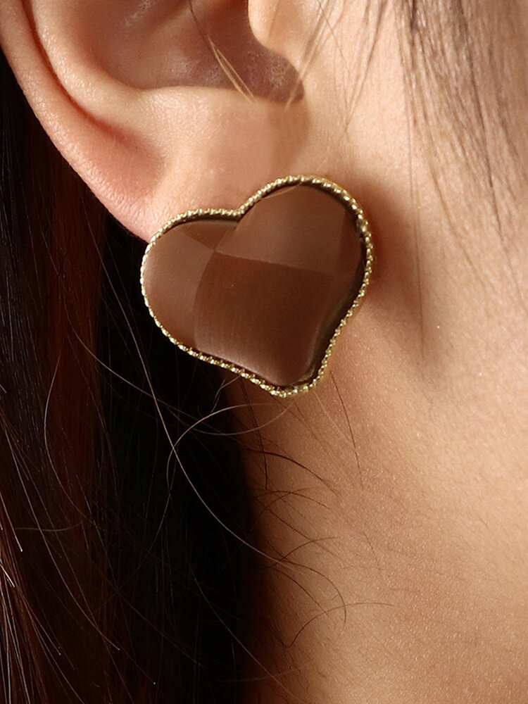 Trendy Simple Mini 3D Heart-shaped Metal Studs Earrings