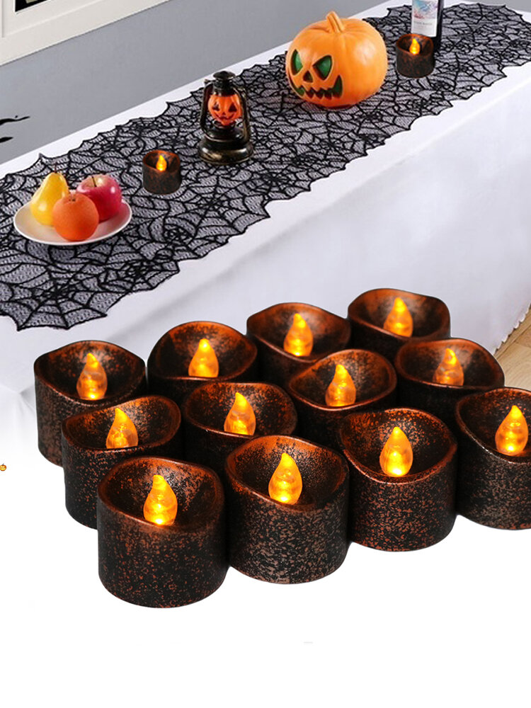 

12PCS Battery Operated Halloween Party Decoration Electronic Flickering LED Candle Light, #01;#02