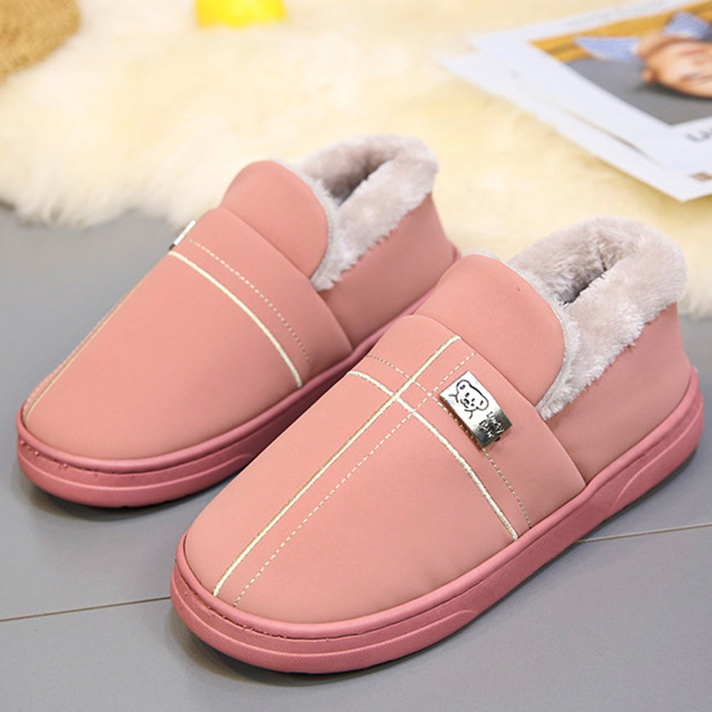 Candy Color Winter Warm Lining Slip On Home Shoes