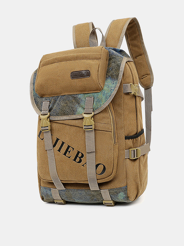 Men Canvas Fabric Vintage Large Capacity Travel Backpack Outdoor Waterproof Casual Bag