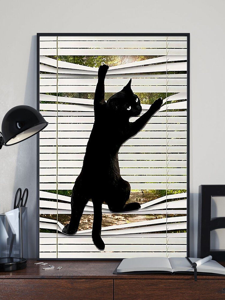 Schwarze Katze Muster Leinwand Gemälde ungerahmt Wandkunst Leinwand Wohnzimmer Wohnkultur