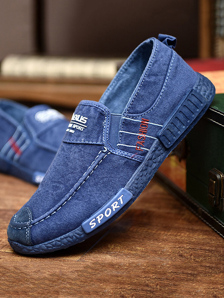 FidgetGear Mens Fashion Casual Moccasin Slip On Loafers Driving Canvas Casual Walking Shoes Blue 6.5