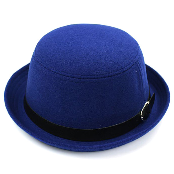 

Vintage Pure Color Ladies Hat Woolen Solid Little Dome British Retro Cap, Royal blue;camel