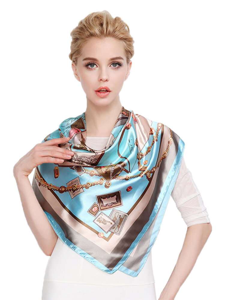 LYZA Women Print Square Scarves Fashion Anti-UV Headscarf Multi-function Hair Belts Soft Towel