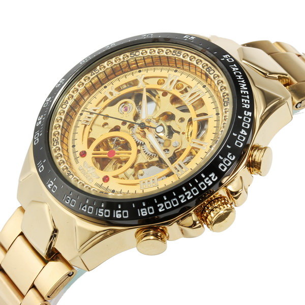

WIN·NER Fashion Shining Roman Numerals Mechanical Watch Luxury Golden Automatic Mens Watch, 6;4