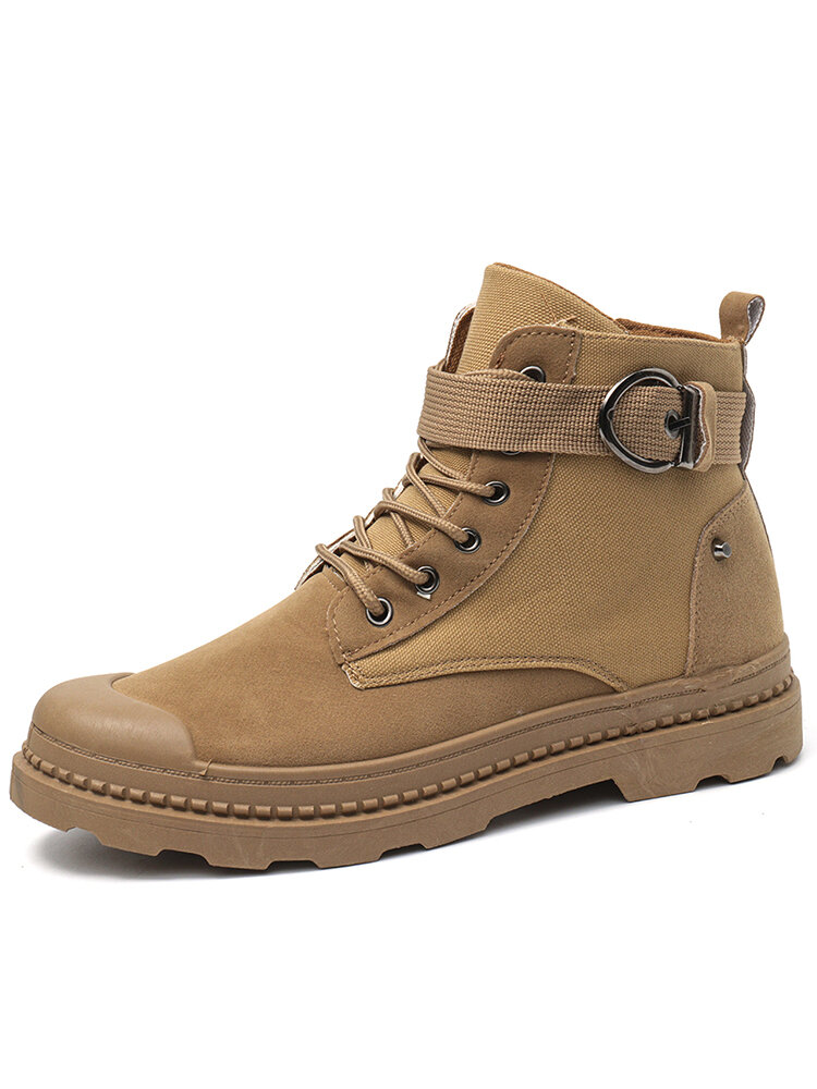Men Fabric Anti-collision Metal Buckle Outdoor Casual Tooling Boots